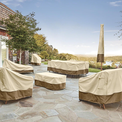 24 Inch Classic Accessories Veranda Water-Resistant Round Patio Ottoman/Coffee Table Cover, Outdoor Table Cover