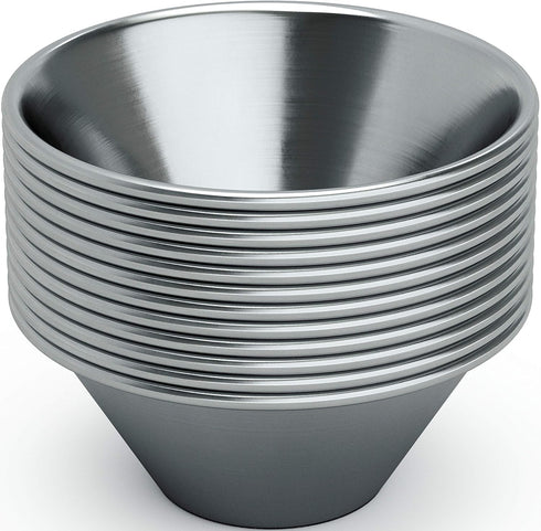 Pro Grade Stainless Steel 1.5oz Sauce Cups, 12 Pk, Reusable Stackable Metal Portion Containers for Dipping Sauces
