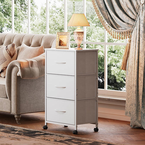 3 Closets, WLIVE Dresser with Drawers, Fabric Nightstand, Cabinet with Wheels, Organizer Storage Dresser for Bedroom