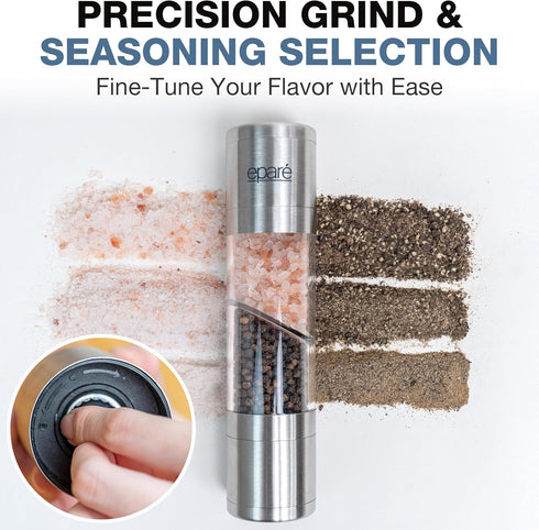 Eparé 2 in 1 Salt and Pepper Grinder Combo - Manual Dual Grinder for Kitchen Use, Stainless Steel