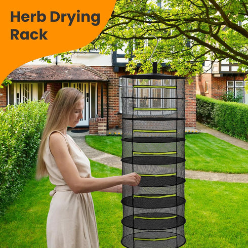 BSROBOTIC (6 12154 Herb Drying Rack - Mesh Drying Rack - Herb Drying Rack Hanging with Green Zipper & Garden Pruning