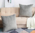 TangDepot Set of 2 Soft Plush Velvet Big Striped Corduroy Decorative Throw Pillow Covers, 24"x24" Grey