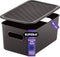 Superio Ribbed Collection - Decorative Plastic Lidded Storage Bins, Medium Brown (1 Pack - 5 Liter)