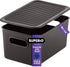 Superio Ribbed Collection - Decorative Plastic Lidded Storage Bins, Medium Brown (1 Pack - 5 Liter)