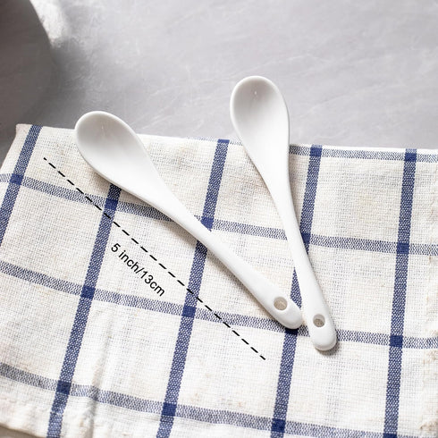 6PCS Porcelain White Coffee Spoons Espresso Spoons Tea Sauce and Desserts Ceramic Spoons