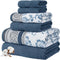 Modern Threads Floral Trail 6-Piece 100% Cotton Towel Set Reversible Yarn Dyed