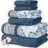 Modern Threads Floral Trail 6-Piece 100% Cotton Towel Set Reversible Yarn Dyed