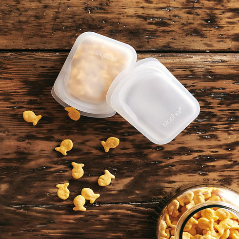 Stasher Premium Silicone Reusable Food Storage Pocket Bag - Clear 4 Oz, Microwave and Freezer Safe