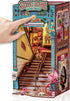 Rolife DIY Book Nook Kits Sunset Street Scene, Endless Stairs Bookshelf Decor