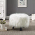 Linon Flokati Foot Stool, 16-Inch, White, 16"W x 16"D x 12.6"H