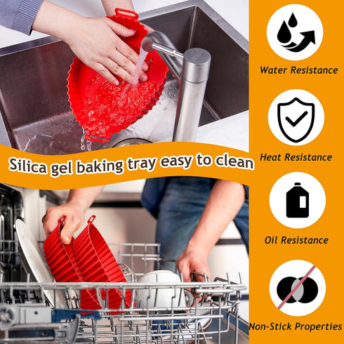 TEMBLE Air Fryer Silicone Liners - Round 2 Pack 8.6 Inch Reusable Air Fryer Liners for 4-7 QT Baking Tray