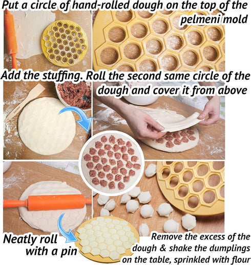 Russian Ravioli Maker Dumplings Mold - Pelmeni Plastic Mold for Siberian Pelmeni Meat - Dumpling Maker Machine