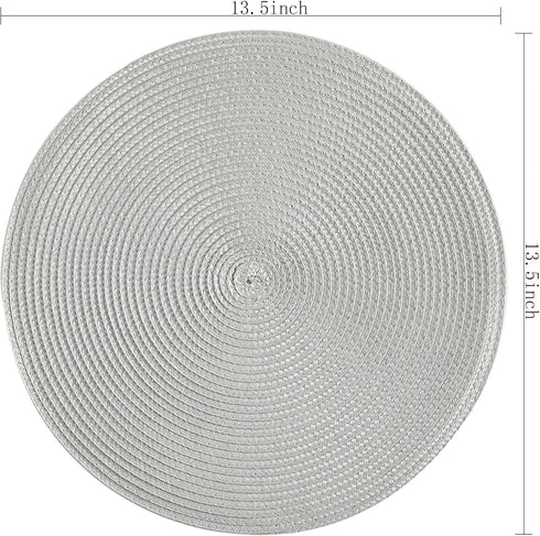 Round Placemats, Classic Woven Heat Resistant Place Mats, Diameter 13.5 inch for Kitchen Table Set of 6