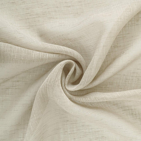 KOUFALL Sheer Curtains 96 Inches Long, 2 Panel Set, Cream Beige Lightweight Thin Linen Look for Bedroom