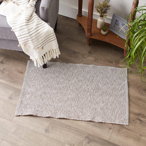 DII Woven Recycled Yarn Rag Rug Collection, Miniature Diamonds, 2x3', Leather Brown