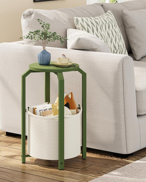 TB01BOG092 TUTOTAK Small Side Table, Round End Table, Night Stand, Bedside Table, Sofa Table with Storage Basket