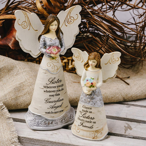 Pavilion Gift Company Elements Sister Guardian Angel Figurine, 6", Pink
