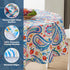 Newbridge Boho Chic Paisley Vinyl Tablecloth with Flannel Backing, 70 Inch Round, Blue Red Pink Floral Print