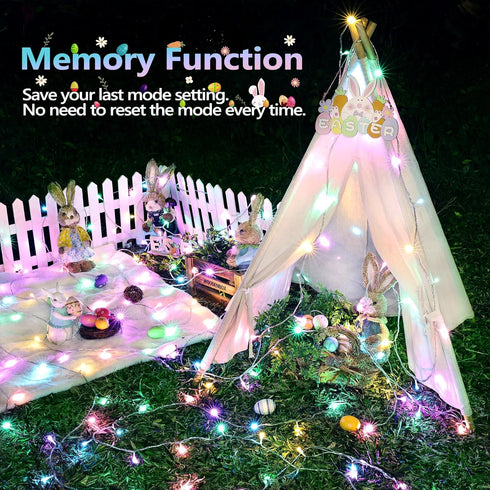 65FT 200 8 Joomer Easter String Lights LED String Lights with Modes Timer Connectable Waterproof Plug-in Indoor Outdoor