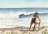 Boxer At The Beach Watercolor Art Print by David J Rogers