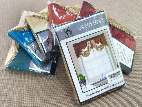 GOHD Golden Ocean Home Decor Valarie Fancy Window Valance - 54 x 18 inches Taffeta Fabric with Satin Swag