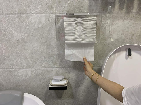 Towels,Pack 1 Cq acrylic Wall Mount Paper Towel Dispenser with Lid,Clear Folded Paper Towel Holder for Bathroom Toilet