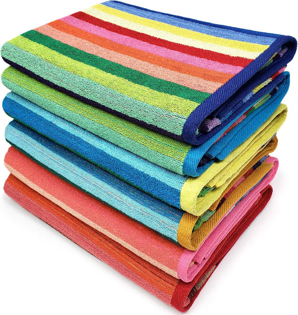 Kaufman Colored Classic Multi-Color Stripe Towel - Oversized Towels for Beach &