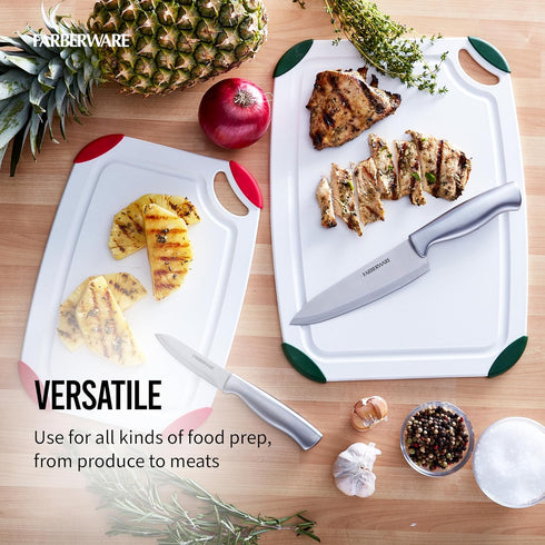 FARBERWARE Cutting Board Set, Made from Recycled PET with Non-Slip Edges, Durable & Dishwasher Safe, 2-Piece