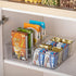 Vtopmart 2 Pack Clear Plastic Food Storage Organizer Bins for Pantry, Kitchen, Fridge, Cabinet, 4 Compartment Holder