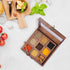 9x9 Inch 9 Ajuny Wooden Spice Box - Decorative Masala Dabba Organizer with Glass Lid, Compartments & Spoon, Spice