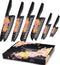 Marco Almond Knife Set, Artistic Designed Pattern Kitchen Knife, 6 Stainless Steel Kitchen Knives with Blade Guards