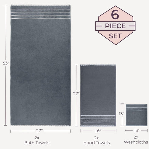 Set 100% 6 Set 2 2 2 Luxury Cotton Towel - Rice Weave Egyptian Cotton Piece with Bath Towels, Hand Towels