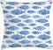Ambesonne Blue Throw Pillow Cushion Cover, Fish Sea Animal with Ottoman Ornate