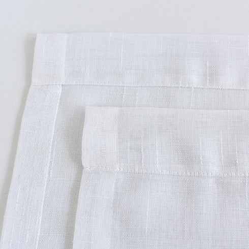 Snow White Linen Sheer Curtain Panel - 72" Long Faux Linen Window Treatment Drape, Sets of 2, 54x72 Inch