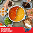 Nonstick Hot Pot with Divider, Blue Shabu Shabu Pot with Silicone Spoons for Cooking Two Broths, Induction or Gas Stove