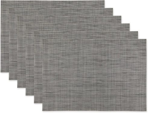 DII PVC Tabletop Collection Placemat Set, Rectangle, 13x17.25, Gray, 6 Piece