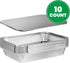 PLASTICPRO Disposable 4 LB Aluminum Takeout Tin Foil Oblong Baking Pans 12'' X 8'' X 2'' Inch With Cardboard Lids Bakeware - Cookware Perfect for Cakes, Lasagna, or Pack of 10 Pans and 10 Lids