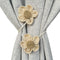 Curtain Tiebacks for Curtains, Boho Holdbacks with Flower Decor, Jute Rope Tie Backs for Indoor Outdoor Use, Set of 4