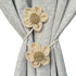 Curtain Tiebacks for Curtains, Boho Holdbacks with Flower Decor, Jute Rope Tie Backs for Indoor Outdoor Use, Set of 4