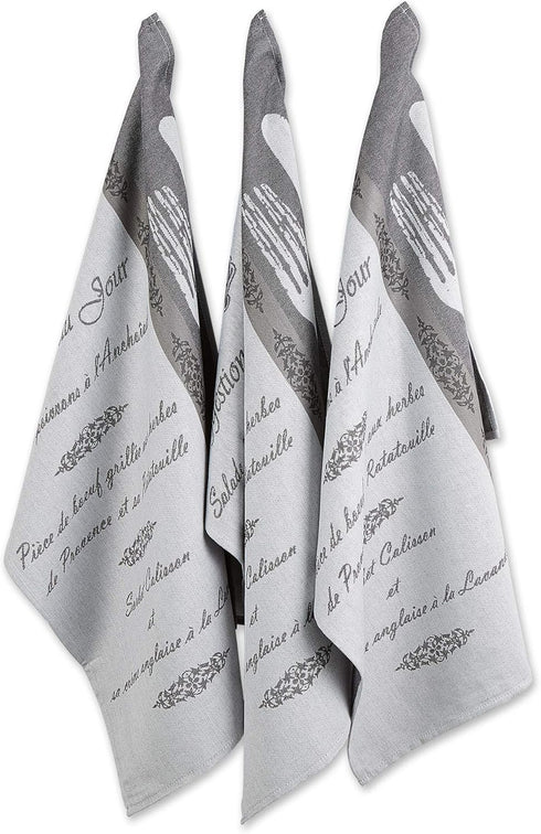 DII Cotton French Jacquard Dish Towels, Set of 3 Decorative Tea Towels for Everyday Kitchen Cooking and Baking