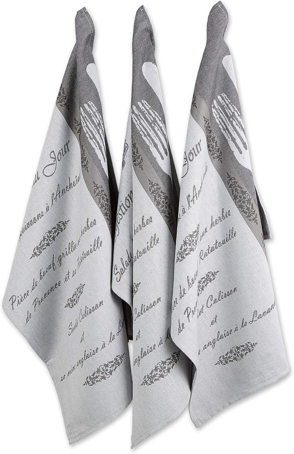 DII Cotton French Jacquard Dish Towels, Set of 3 Decorative Tea Towels for Everyday Kitchen Cooking and Baking
