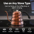 40 oz. Viant Gooseneck Stovetop Pour Over Coffee Kettle with Thermometer for Drip Coffee and Tea. Premium Copper