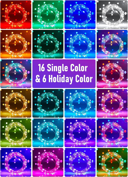 33FT 100 16 6 Colors,12 Minetom Fairy Lights Color Changing - LED String Light with Remote, Single Colors & Holiday