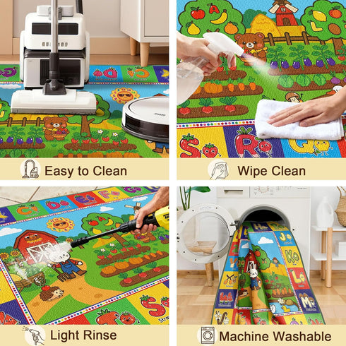 3x5 36"x60" Upgrade Ultra Non Slip ABC Rugs for Kids Playroom, Washable Alphabet Floor Mat for Toddlers, Educational