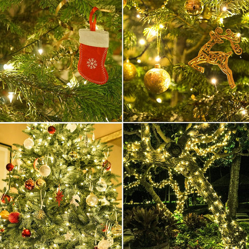 150 50 LED Warm White Christmas String Lights, FT Green Wire, UL Certified Connectable, Xmas Lights Outdoor or Indoor