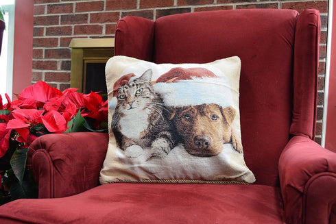 Tache Christmas Companions Cat Dog Holiday Throw Pillow Cushion Covers, 2 Piece