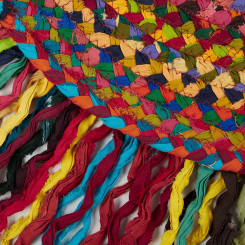DII Chindi Home Collection Handwoven Multicolor Area Rag Rug, 3' Round with Fringe, Multi-Color
