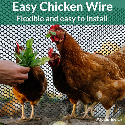 1.3ft 30ft (15.7" 360") AlpineReach Plastic Wire Mesh x Fence Roll with Zip Ties - Ideal for Poultry, Dogs, Rabbit