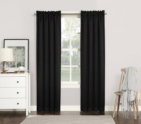 Sun Zero Easton Energy Saving Blackout Curtain Panel, 40" x 63", Black