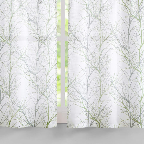 FMFUNCTEX Sage Green Kitchen Curtains, Semi Sheer Linen Tiers for Bathroom, Cafe, 24 Inch Length, 2 Panels